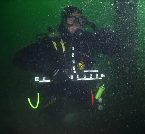 Diver underwater during an inspection