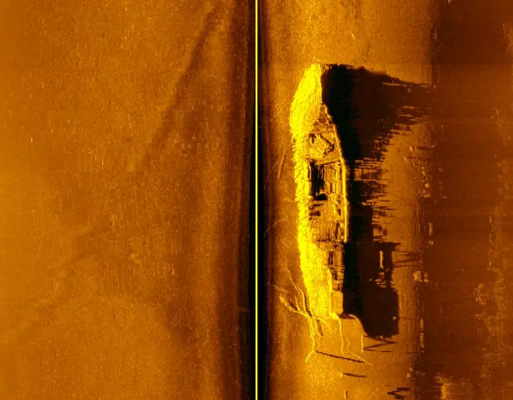 Side-scan sonar image of a submerged target
